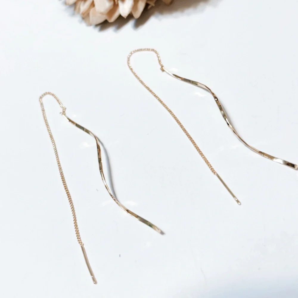 Twist gold threader earrings M271 - Picture 4 of 4